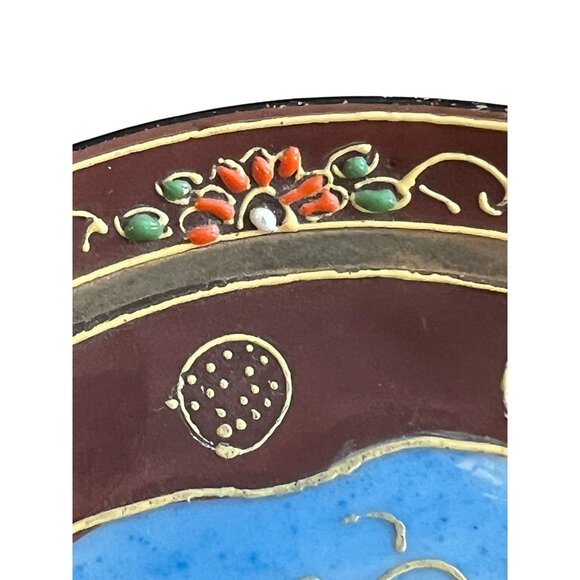 Japanese Moriage Porcelain Saucer Chikaramachi Figurel Gold Trim Vintage - Picture 6 of 9